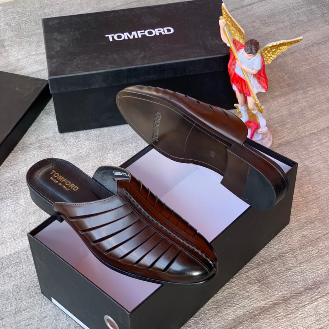 men's cutout leather mules/slippers