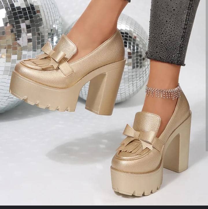 women's platform high heeled loafers