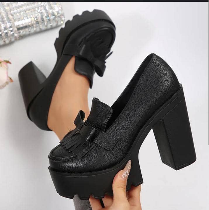 women's platform high heeled loafers