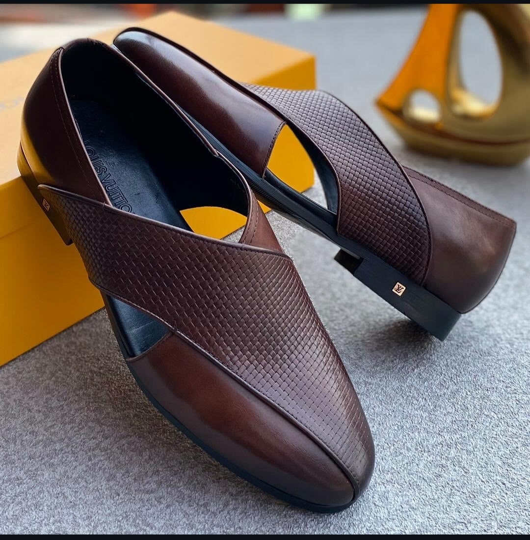 men's leather cutout slip on shoes
