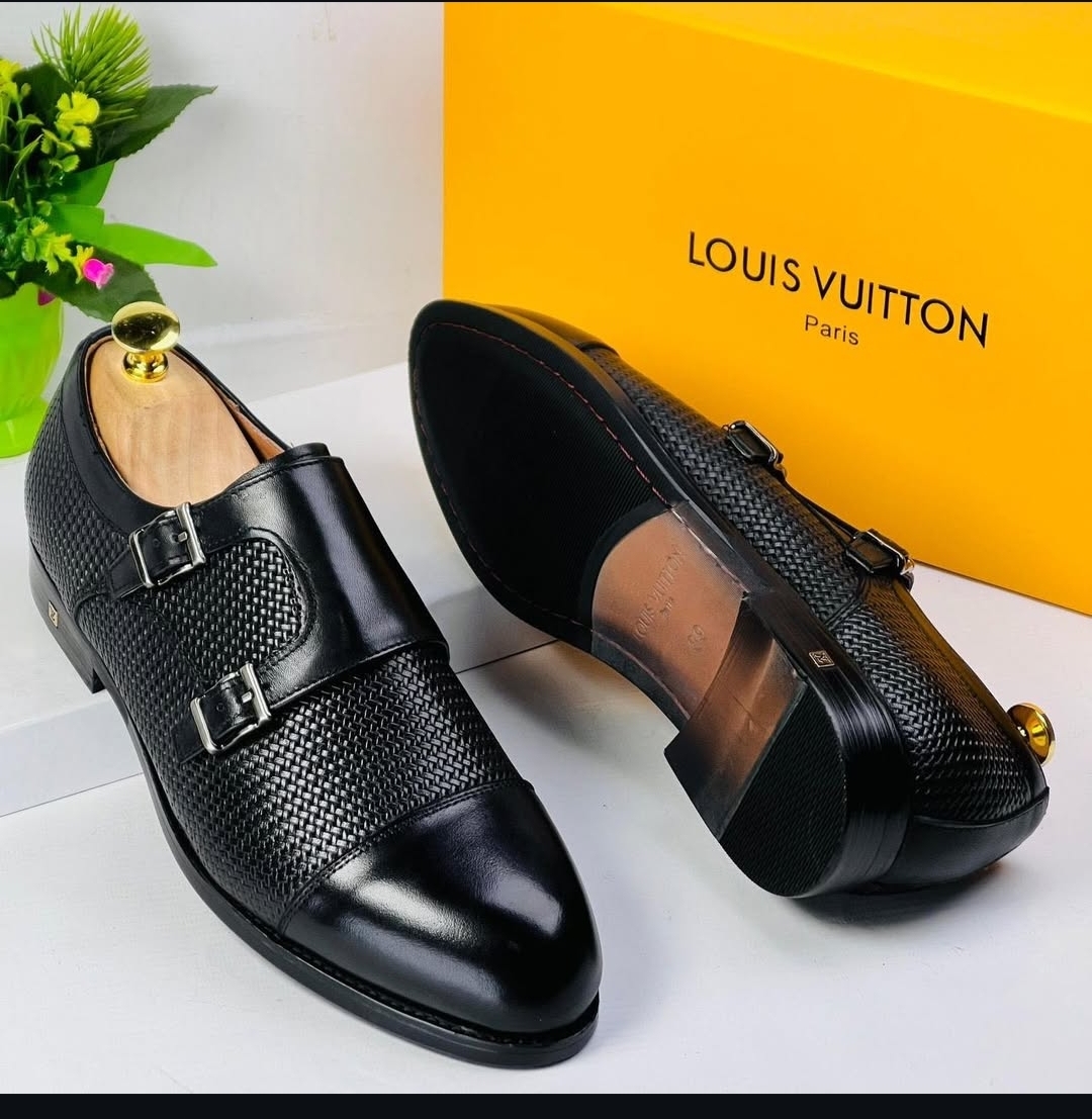 men's leather double monk strap shoes
