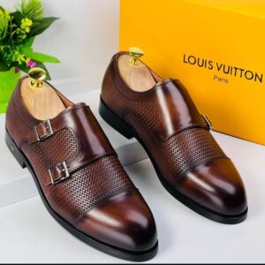 men's leather double monk strap shoes