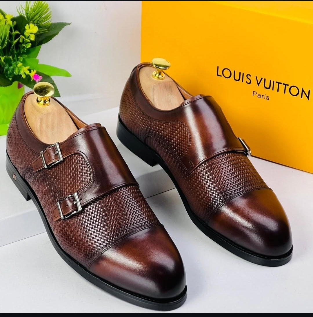 men's leather double monk strap shoes