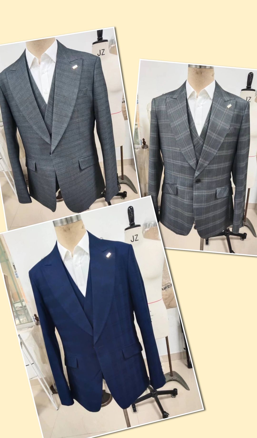men's three piece checkered suits