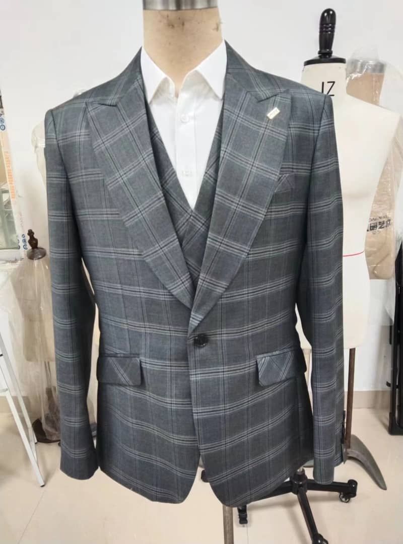 men's three piece checkered suits
