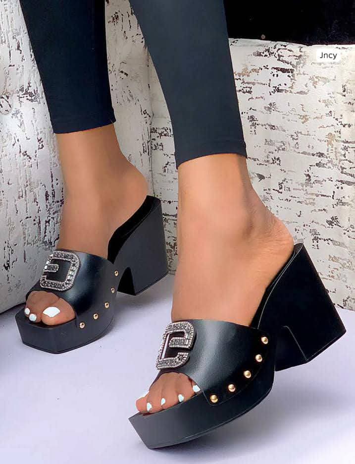 leather studded wedge slides (copy)