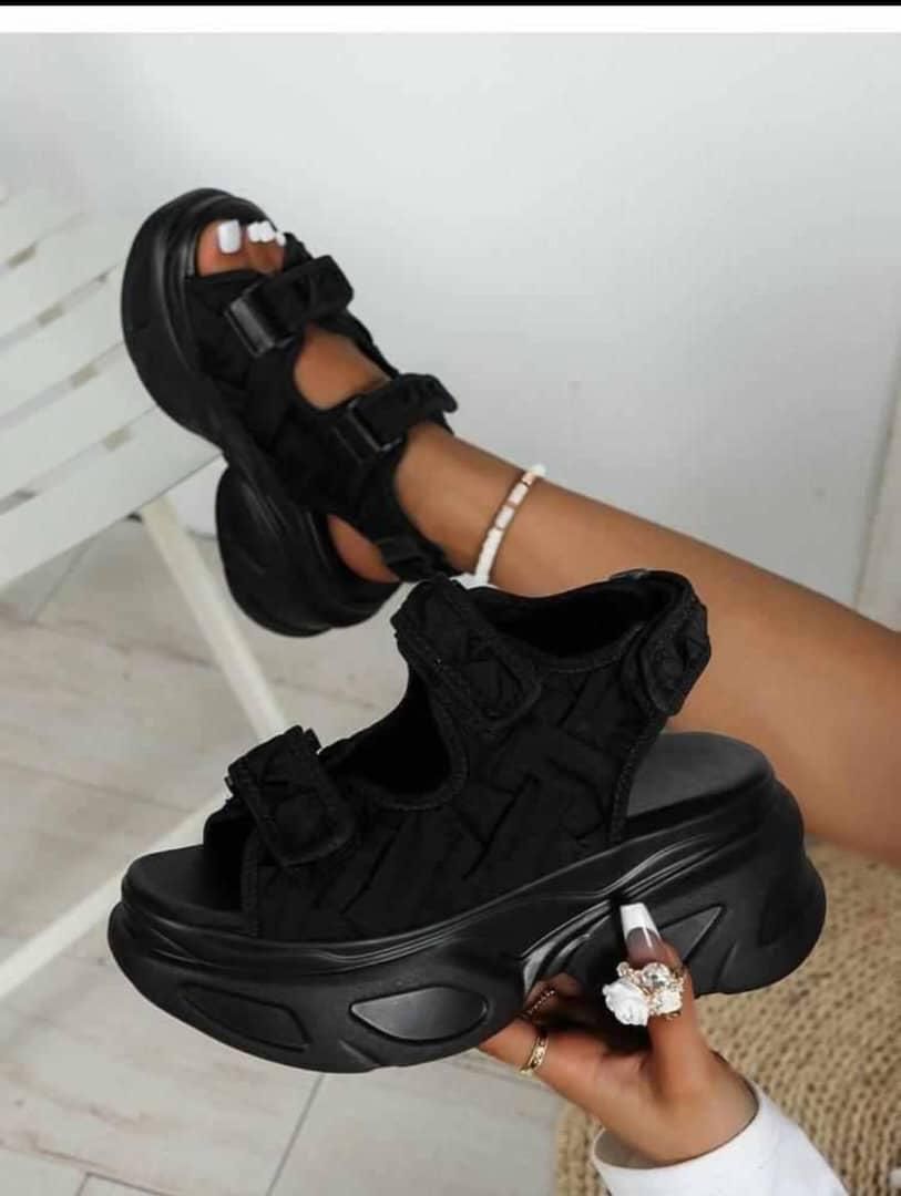 black open toe wedge sandals (copy)