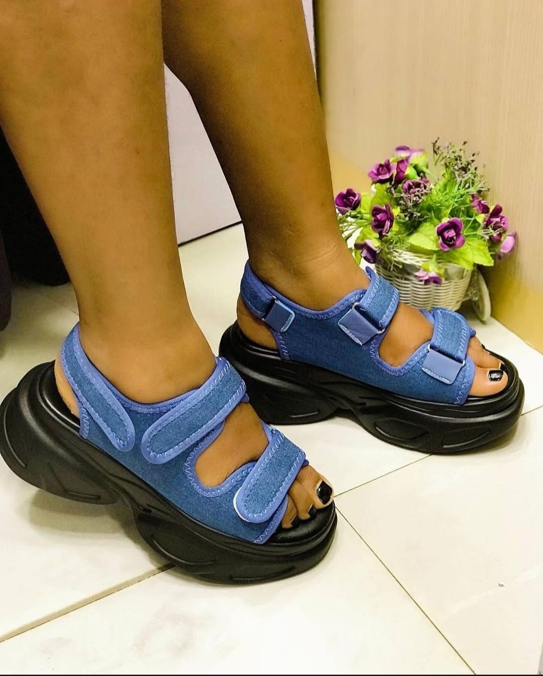 black open toe wedge sandals (copy)