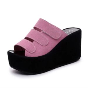 Wedge Platform Slide Suede Sandals