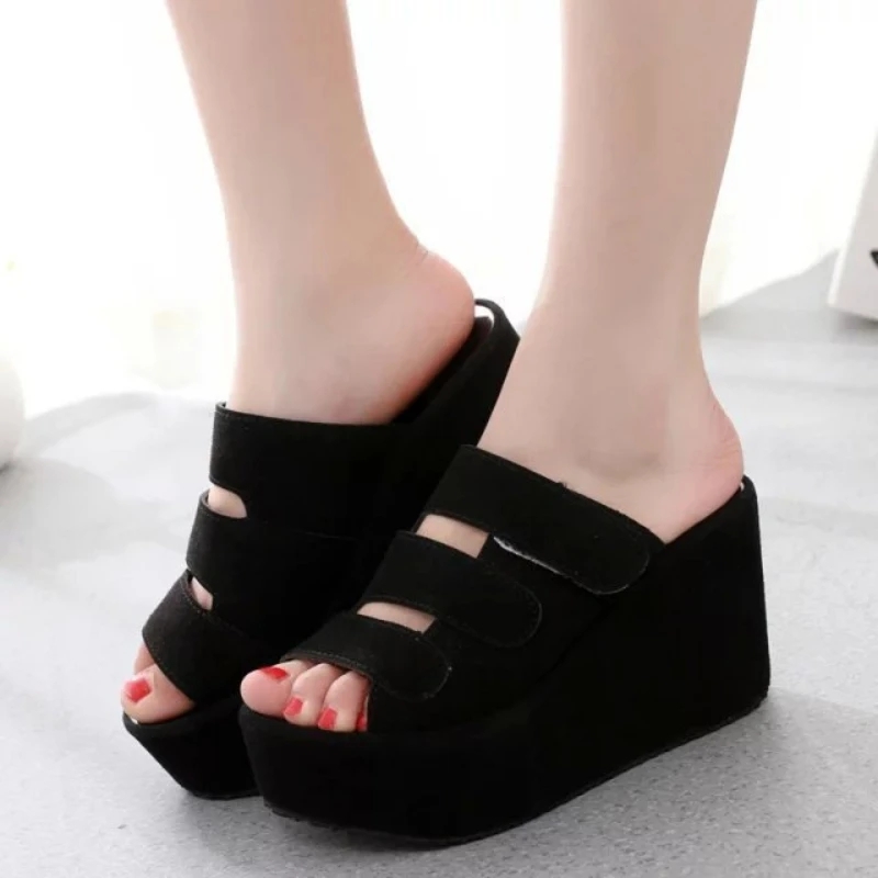 Wedge Platform Slide Suede Sandals - Image 2