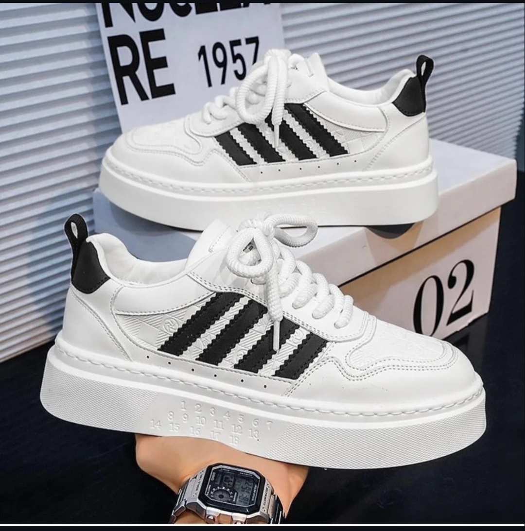 White Platform Chunky Laced Sneakers - Image 3